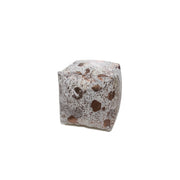 Pouf Dazzle in Pelle Effetto Metallizzato Avorio e Cromo