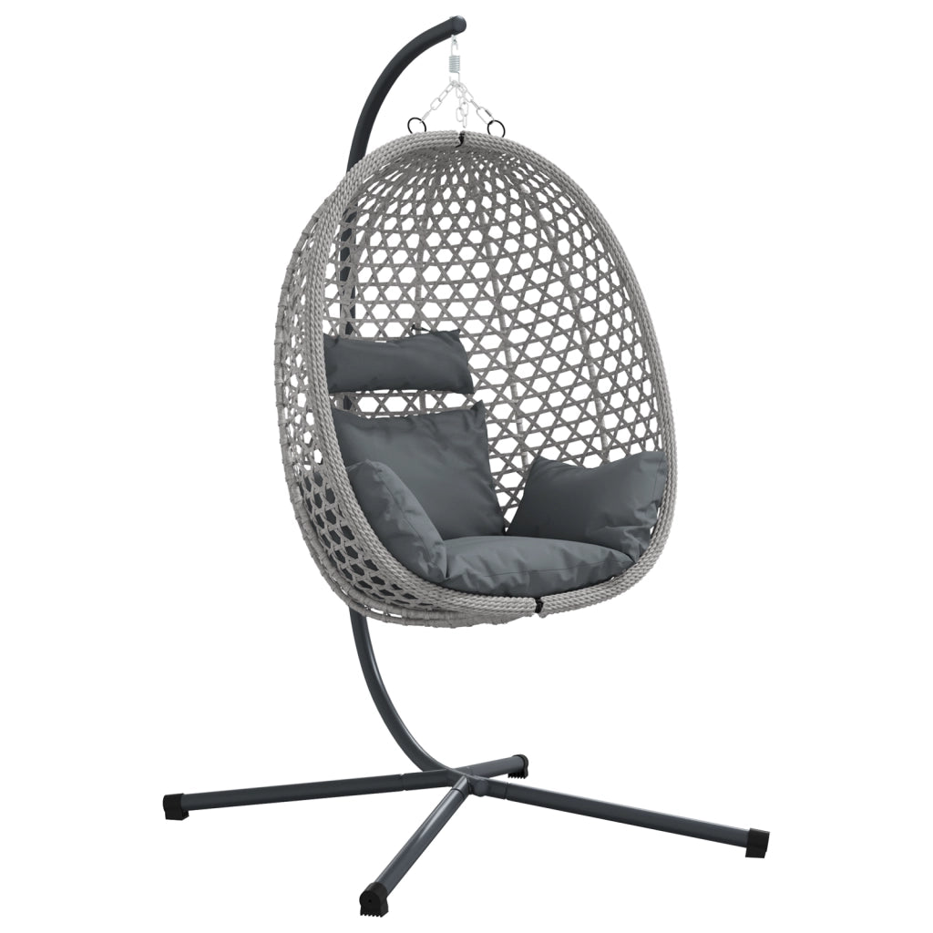Sedia a Uovo Appesa con Struttura Grigia in Polyrattan
