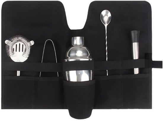 Set di cocktail in tela - Impacchettabile e leggero - Strumenti per mixologia - Ideale per viaggi e attività all'aperto