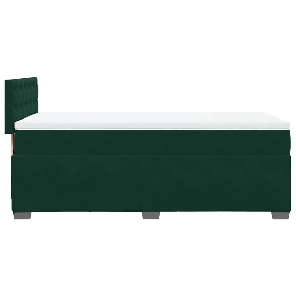 Letto singolo | Letto per adulti | Giroletto a Molle con Materasso Verde Scuro 80x200 cm Velluto