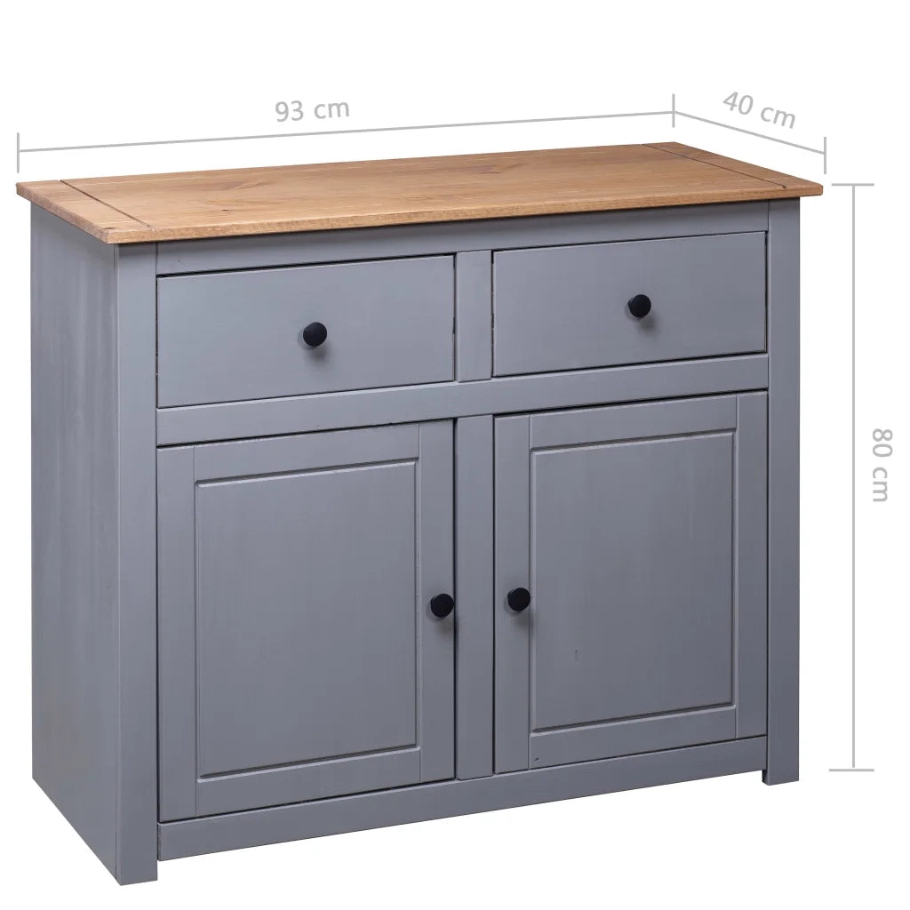 Credenza | Madia | Buffet da pranzo | Armadio da pranzo Grigia 93x40x80 cm in Legno Massello di Pino Panama