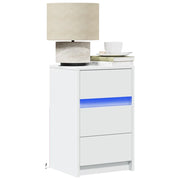 vidaXL Comodino con Luci LED Bianco in Legno Multistrato