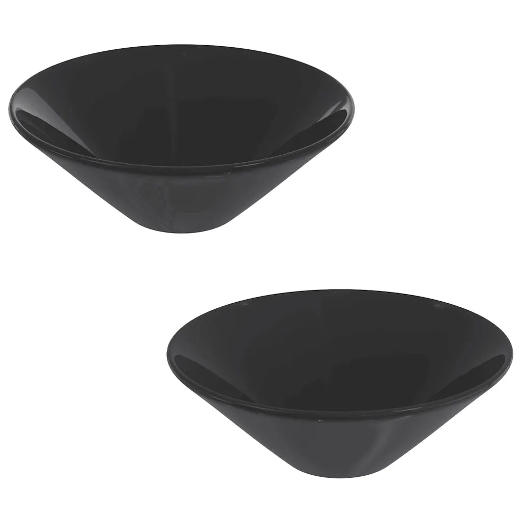 vidaXL Lavandini 2 pz Nero Lucido Ø42x14 cm in Ceramica
