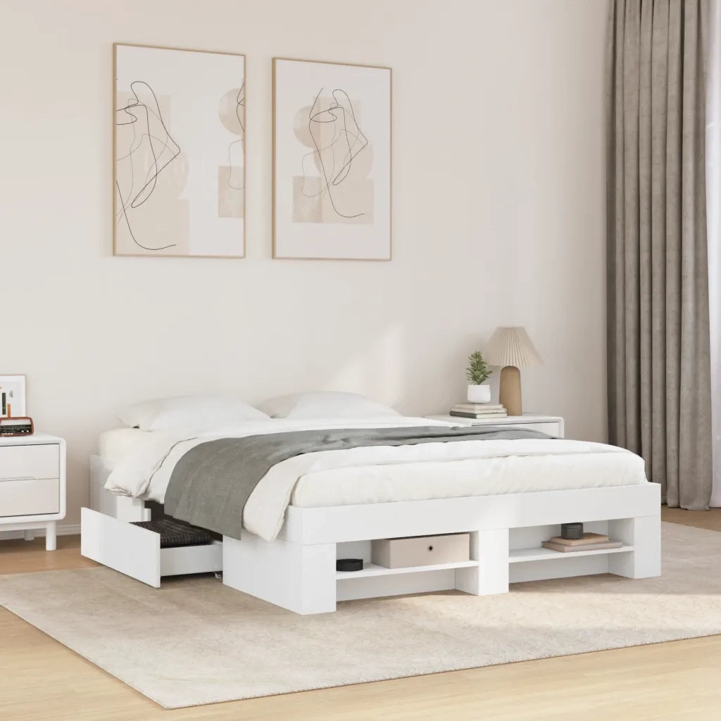 Giroletto-Struttura Letto Bianco 135x190 cm in Legno Multistrato 844411
