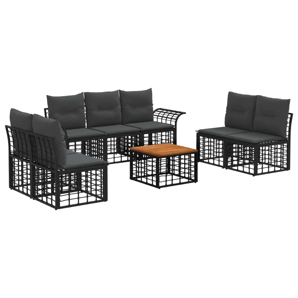Set di divani da esterno 8 pcs Nero e Grigio scuro Poliestere 3437669