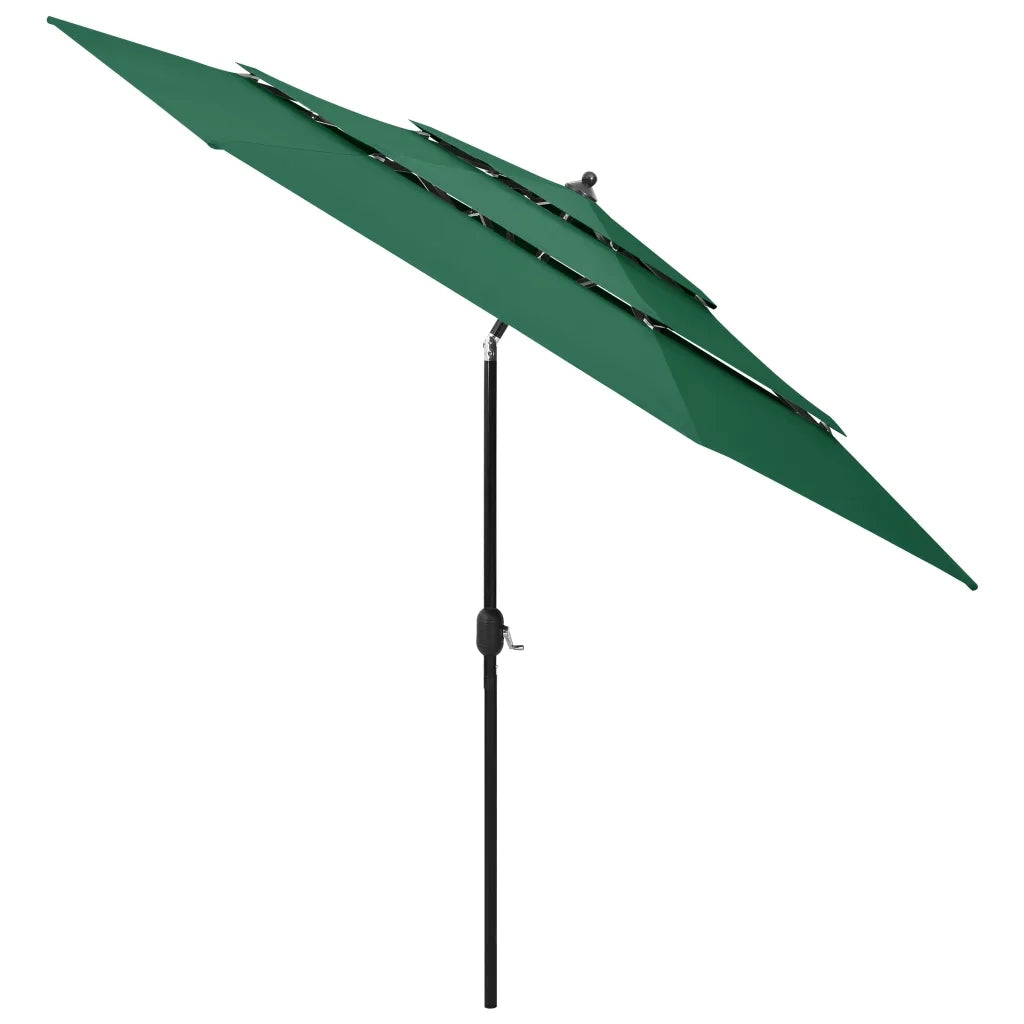 Ombrellone a 3 Livelli con Palo in Alluminio-Ombrello da giardino Verde 3 m