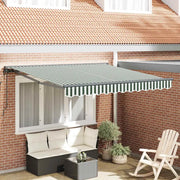 vidaXL Tenda Retrattile Verde e Bianco 350x250 cm Tessuto