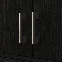 Credenza Cucina Alta con 2 armadi a 2 porte, 1 cassetto centrale e 2 ripiani regolabili su 3 livelli, in MDF, 70.8x34x180cm, Nero | Aosom Italy
