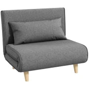 Poltrona Letto 3 in 1 con Schienale Reclinabile su 6 Posizioni in Tessuto, 94x78x80 cm, Grigio