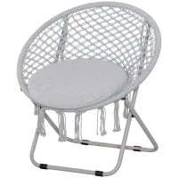 Poltrona sospesa rotonda da giardino poltrona a luna papasan pieghevole grande comfort cotone poliestere grigio