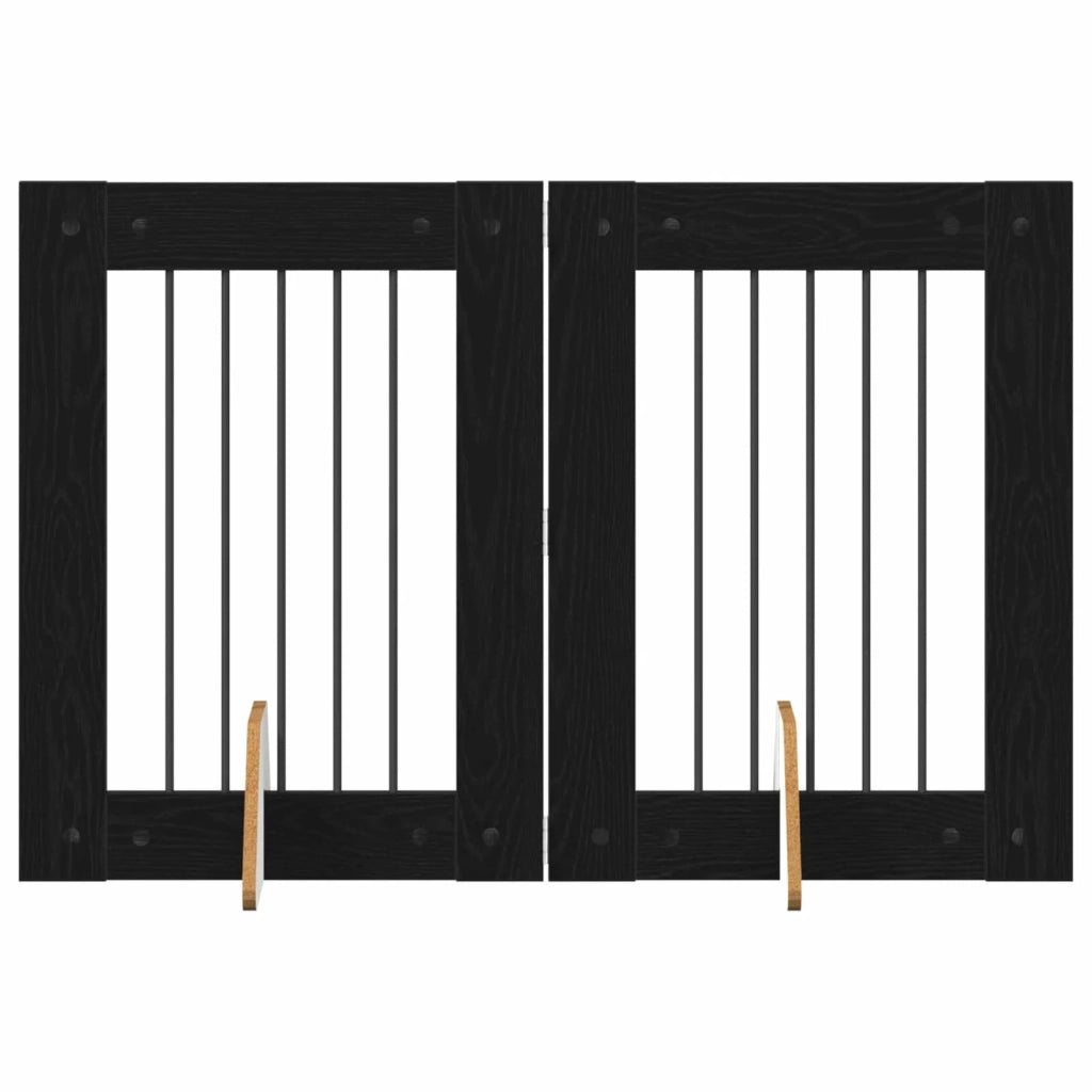 Cancello per cani con supporti 2 pcs Rovere Nero 60 x 80 cm