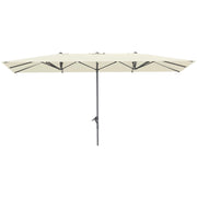 Doppio parasole 451 x 264 cm con manovella protezione UV 50+ struttura in alluminio impermeabile ideale per balcone patio e giardino colore bianco crema