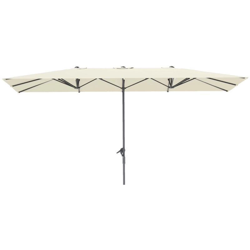 Doppio parasole 451 x 264 cm con manovella protezione UV 50+ struttura in alluminio impermeabile ideale per balcone patio e giardino colore bianco crema