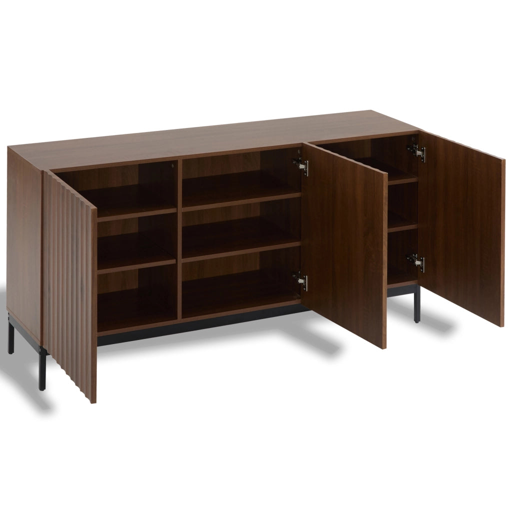 Credenza Mid-Century 3 Ante con Ripiani ¨C MINIMAL ¨C Rovere Scuro 150x40x80