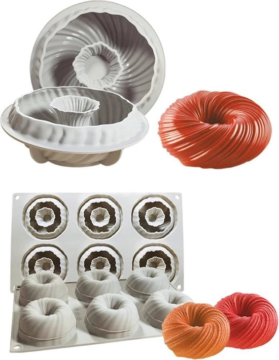 Forme a spirale per torte in silicone - 2 pezzi, forme per torte e donuts - Ideale per attrezzature per la preparazione di torte DIY