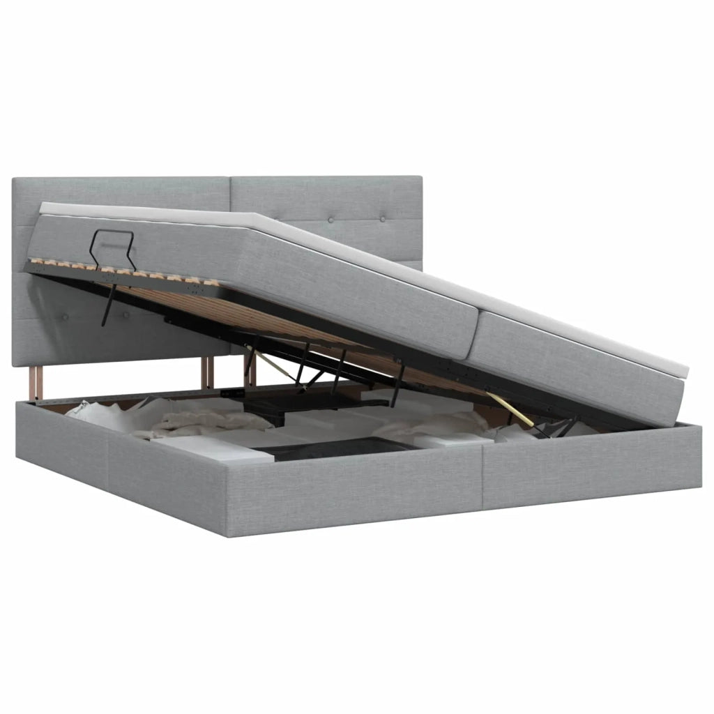 Letto con contenitore e materasso Grigio Chiaro 200 x 200 cm 3459525