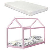 Letto a Casetta Netstal per Cameretta con Materasso 90 x 200 cm Rosa [en.casa]
