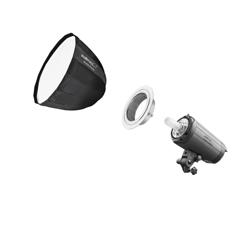 Studio Line Deep Rota Softbox QA70, Octabox per luce, 70cm di Ø, 56cm di profondità, pieghevole, con griglia, diffusore interno ed esterno, speedring, per sistema flash da studio a clip