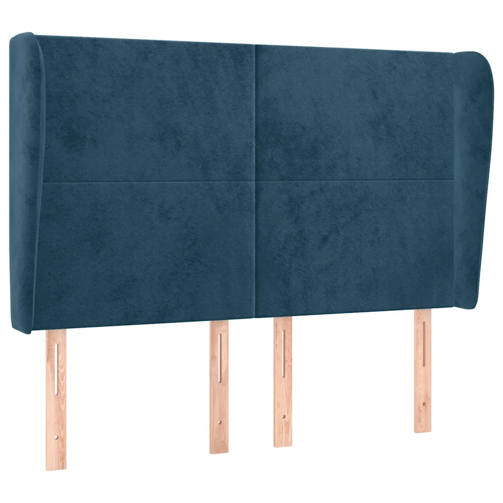Testiera ad Orecchio Blu Scuro 147x23x118/128cm in Velluto