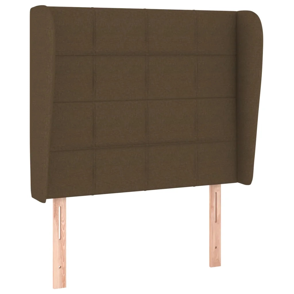 Testiera ad Orecchio-Testata con Orecchie Marrone Scuro 93x23x118/128 cm in Tessuto 239279