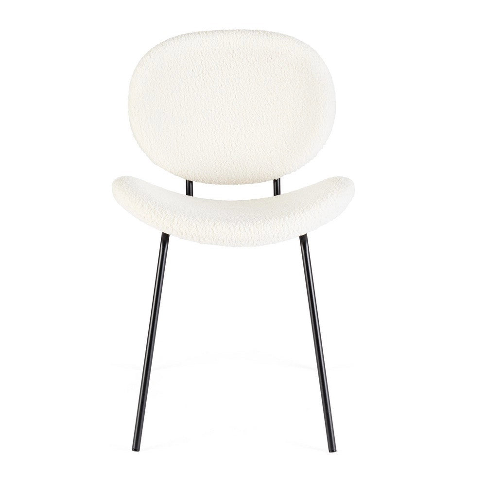Set di 2 Sedie Imbottite in Tessuto Bouclé con Gambe in Acciaio - VIOLET