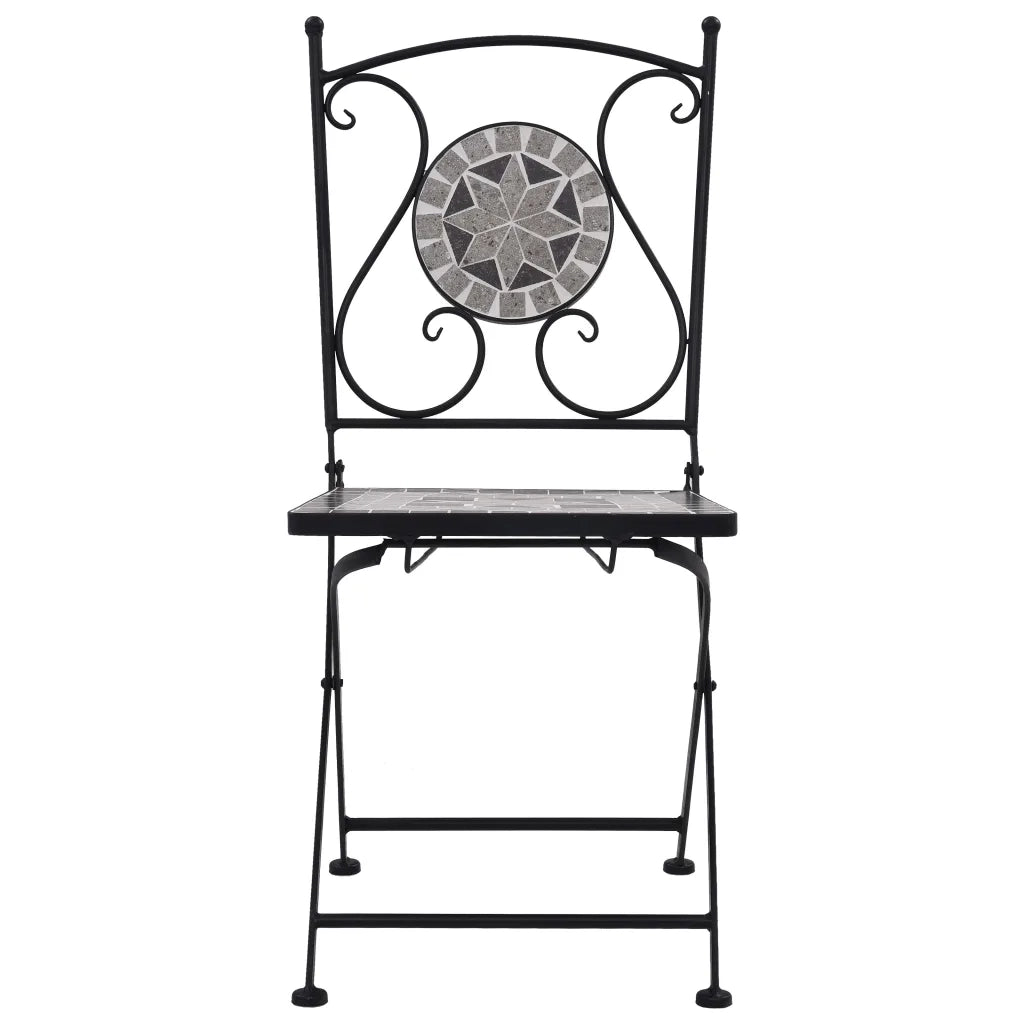 Set BistrÃ² 3 pz con Mosaico in Ceramica Grigio  cod mxl 44751