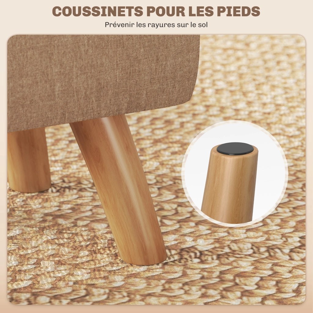 Pouf Poggiapiedi ¨C Xylo ¨C Tessuto Marrone Chiaro con Gambe in Legno 27x27x26 cm