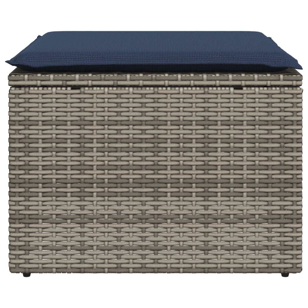 Sgabello Giardino con Cuscino Grigio 55x55x37 cm in Polyrattan 366154