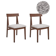 Set di 2 sedie da pranzo Struttura in legno di gomma scuro Seduta in bouclé grigio Design retrò senza braccioli