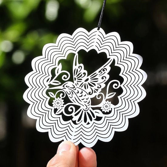 Difensore da uccelli da giardino rotore elettrico a mandala 10cm con filo di acciaio inossidabile