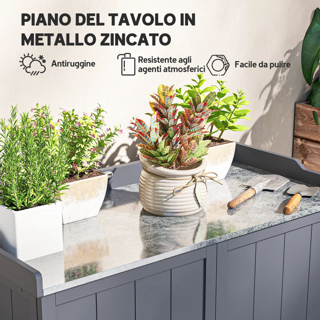 Armadietto da Giardino in Legno con 2 Ripiani ¨C Zephmum ¨C Grigio 98x48x95.5 cm
