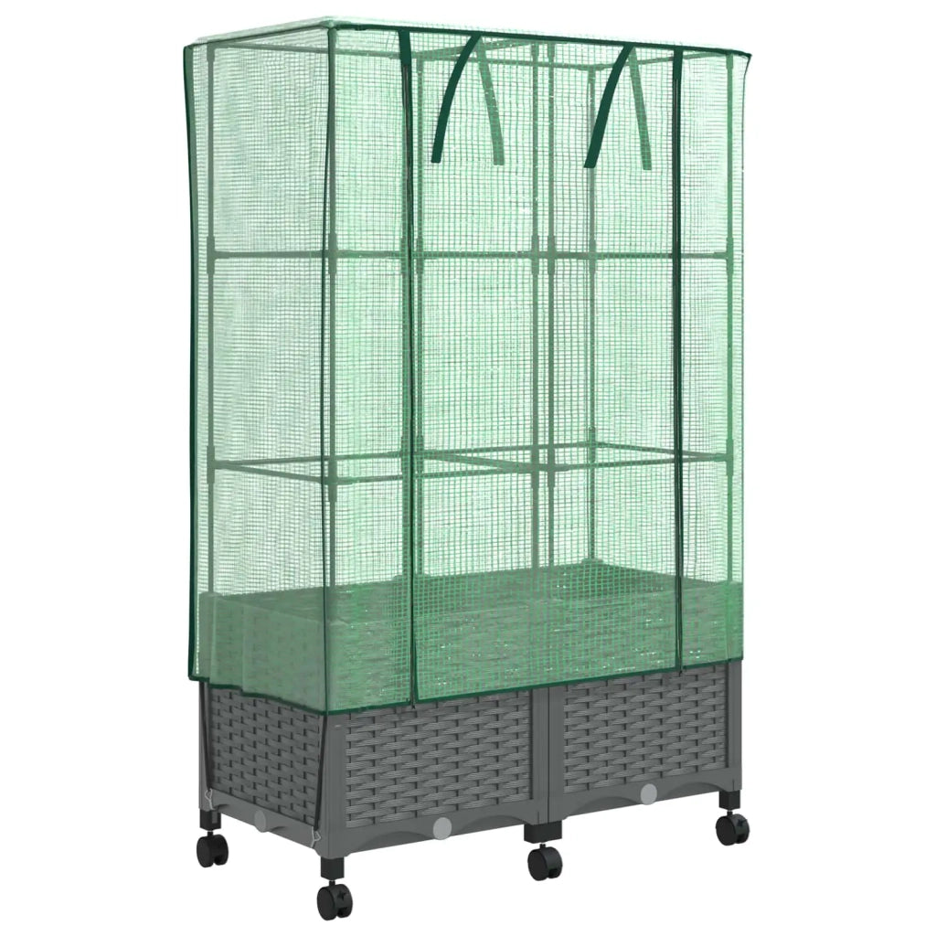 Vaso da Giardino con Copertura per Serra e Ruote 2 pz PP 3422982