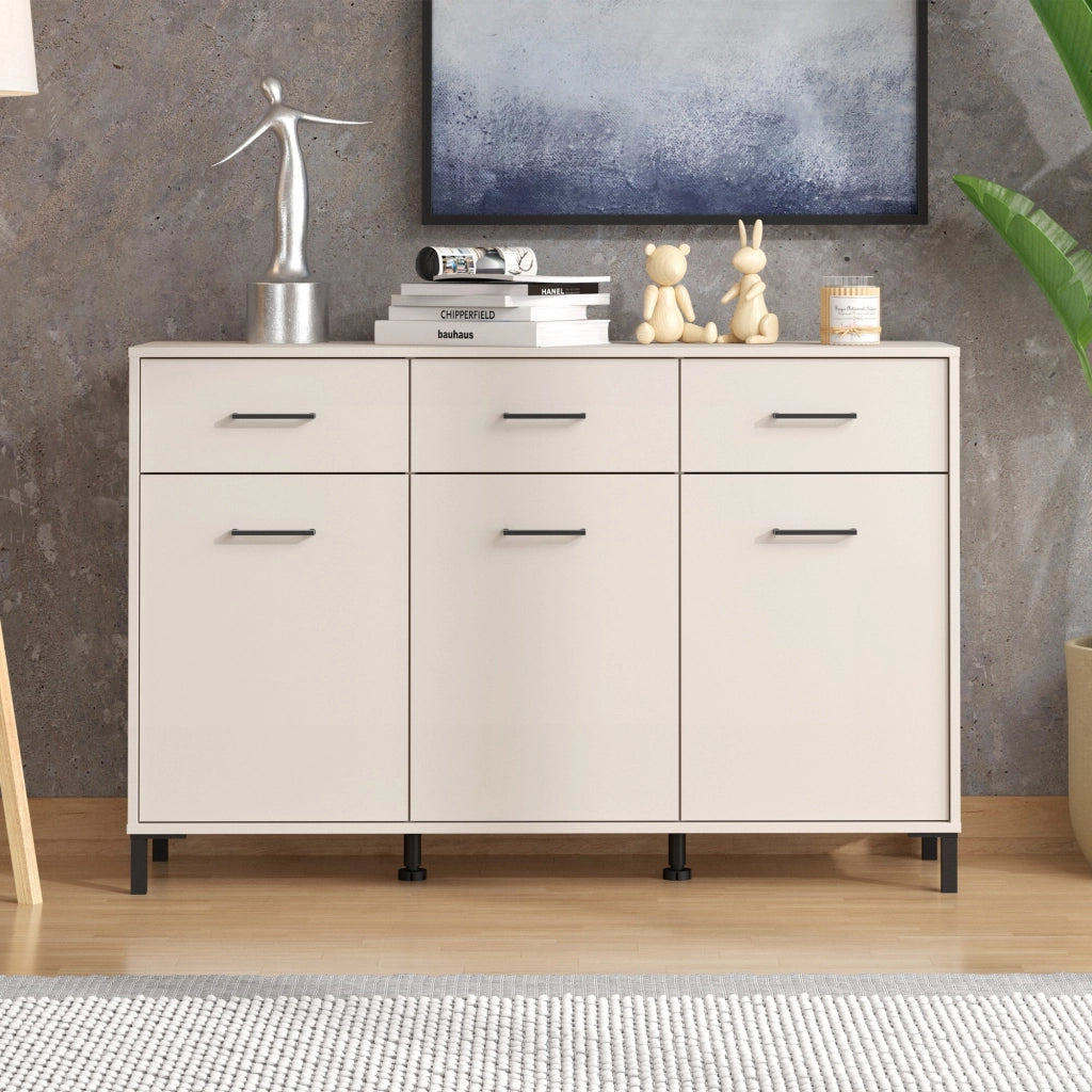 Madia Laerru, Credenza 3 Cassetti, 138x40x90h cm Bianco Crema