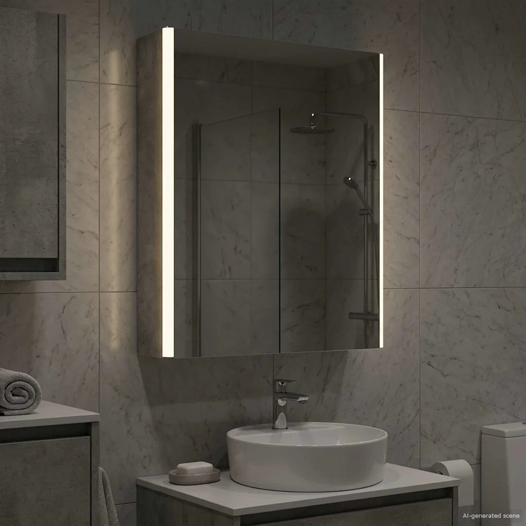 Mobiletto per specchio da bagno Grigio cemento