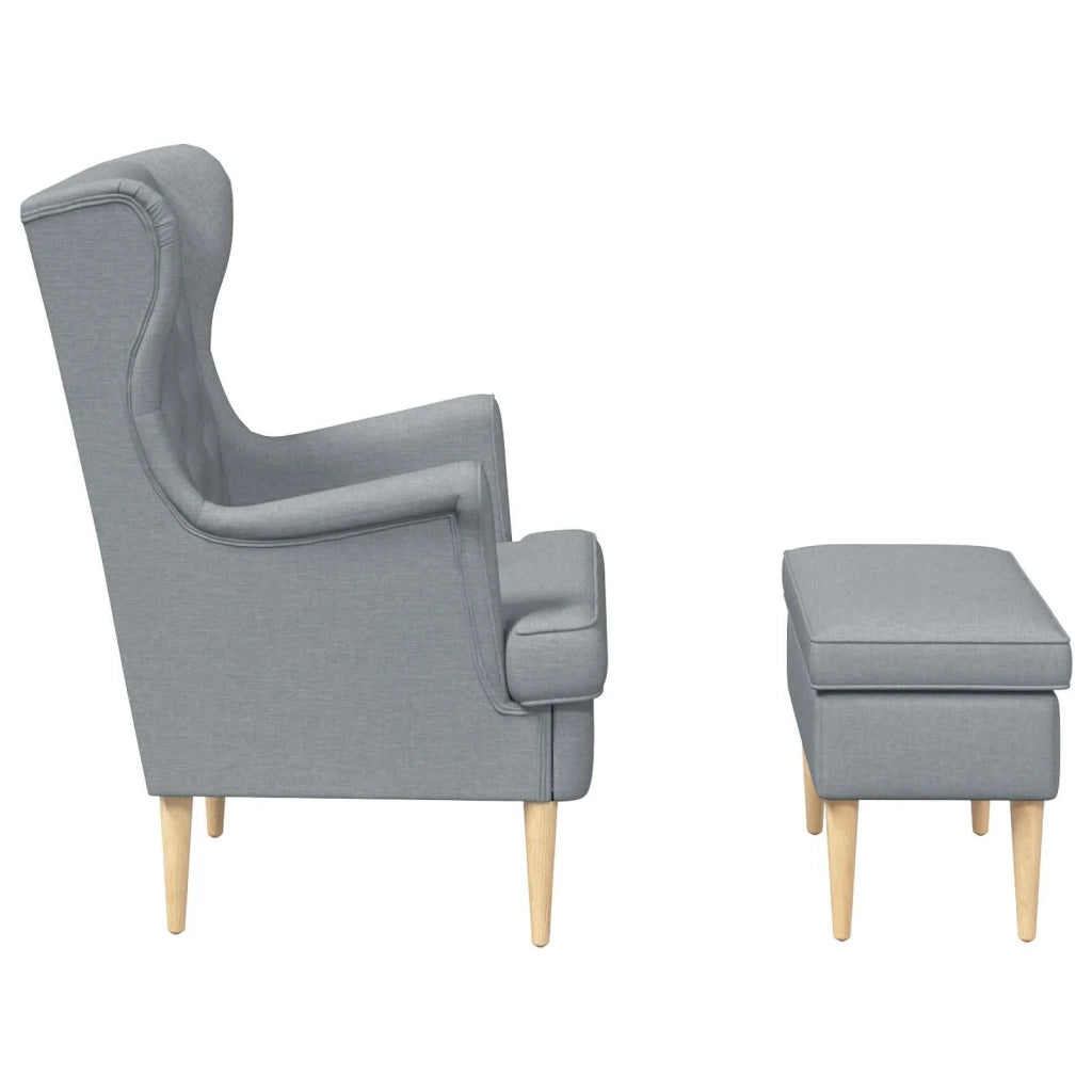 Poltrona con Ottomano 2 pz Grigio Chiaro Tessuto 3418806