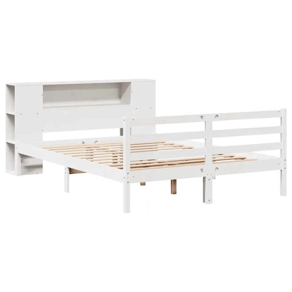 Letto Libreria senza Materasso Bianco 140x190 cm Legno di Pino 3321849