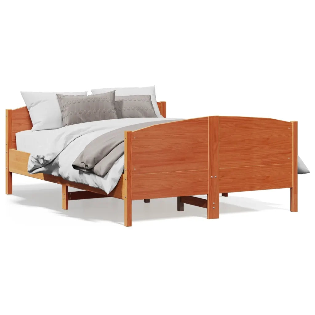 Letto senza Materasso Marrone Cera 135x190 cm in Legno di Pino 3216184