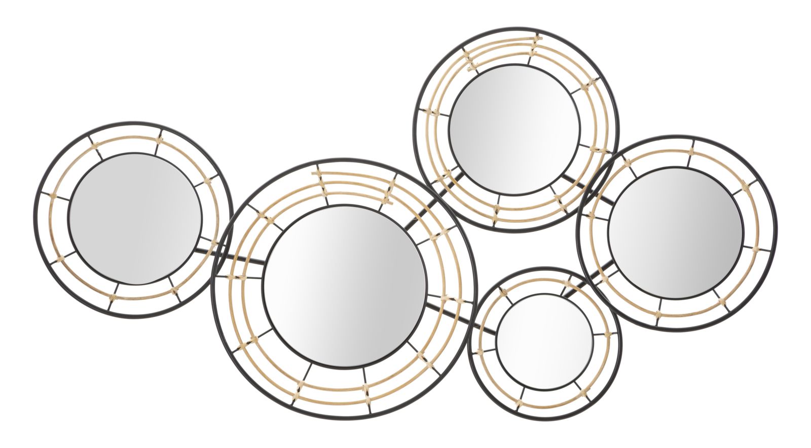 Pannello da Muro con Specchi Oporto 111x9,5x59 cm in Rattan