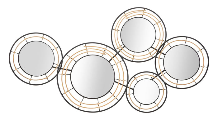 Pannello da Muro con Specchi Oporto 111x9,5x59 cm in Rattan