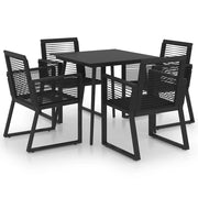 Set da pranzo da esterno da 5 pezzi mobili in rattan nero e PVC 02_0014228