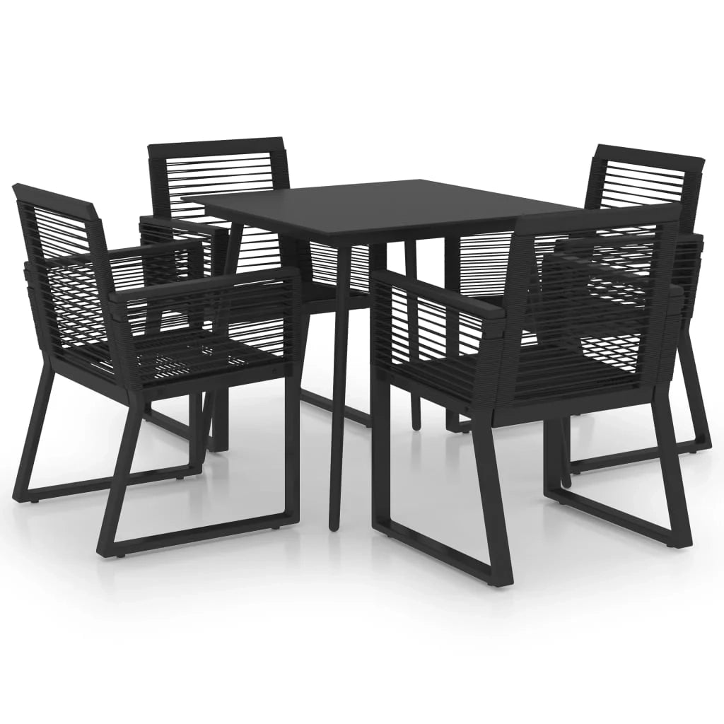 Set da pranzo da esterno da 5 pezzi mobili in rattan nero e PVC 02_0014228