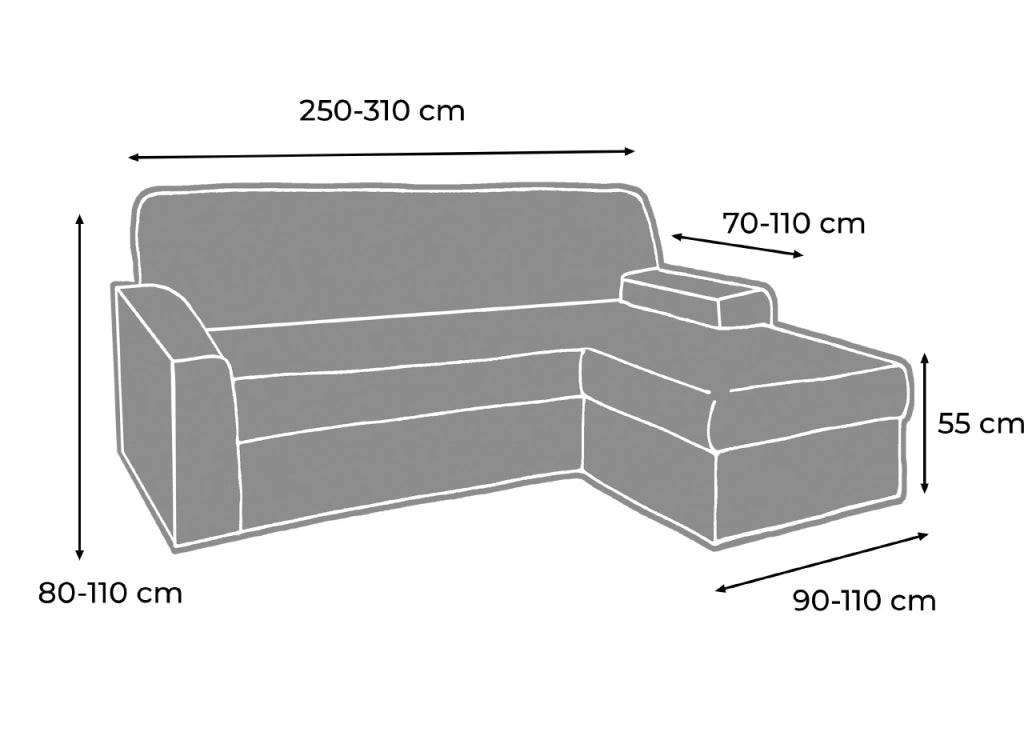 Copridivano Con Penisola Chaise Longue Tinta Unita Panna Mod Capri - Destra - Panna