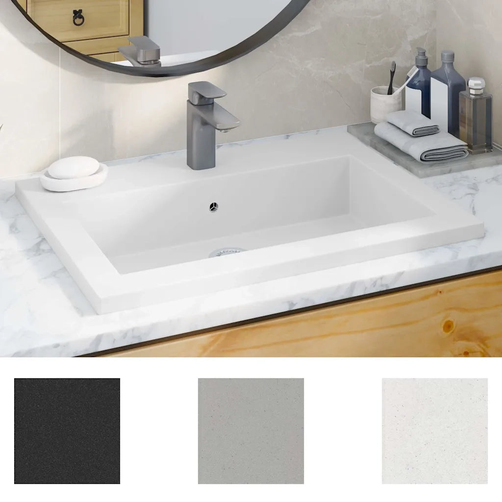 Lavandino in Granito 600x450x120 mm Bianco CFW9801693