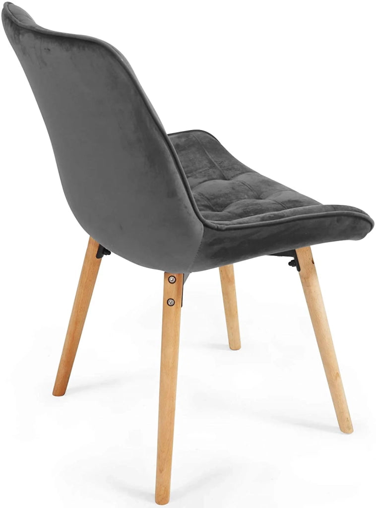 Set di 4 sedie per soggiorno e sala da pranzo con gambe in legno e velluto grigio scuro 01_0000735