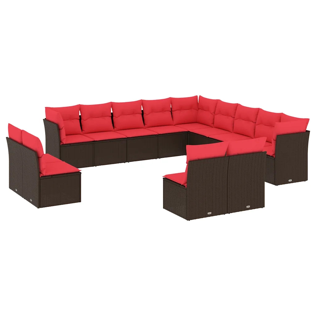 Set Divani da Giardino 13 pz con Cuscini Marrone in Polyrattan 3218494