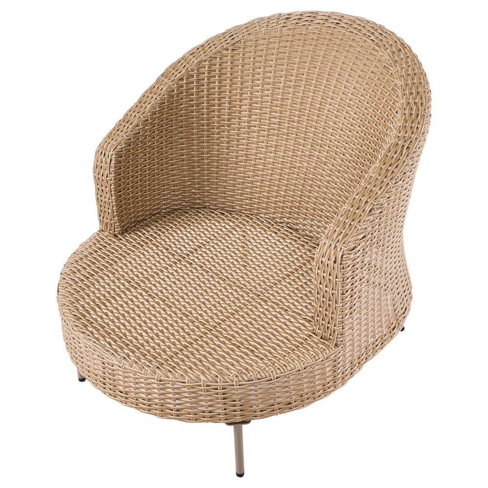 Poltrona da giardino in rattan in vimini beige con poggiapiedi esterno giardino stile boho