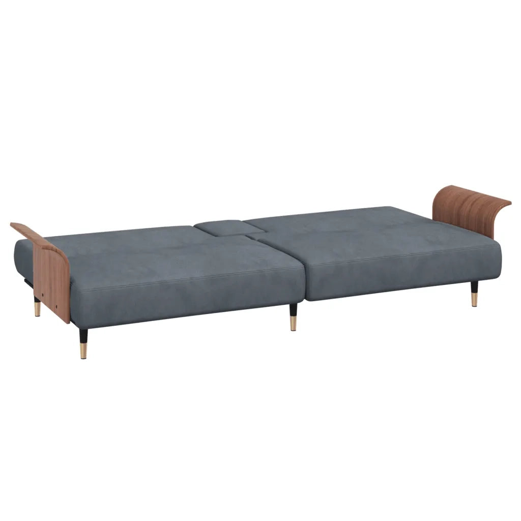 Divano letto | Sof¨¤ letto | Letto singolo con Portabicchieri in Velluto Grigio Scuro