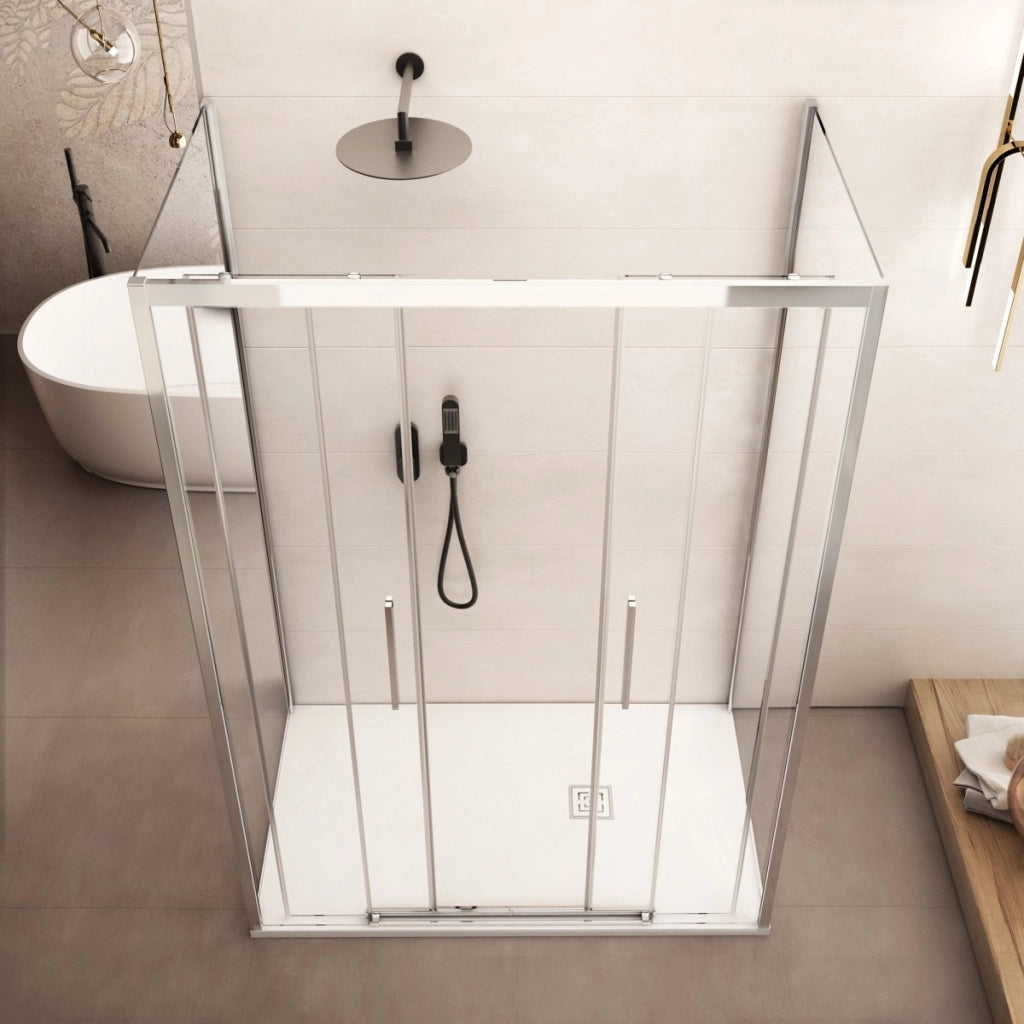 Box doccia tre lati scorrevole cristallo 6mm h195 lagoa-trio, misura 80x170x80
