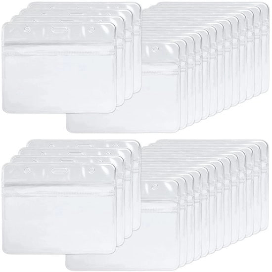 ID-kaarthouder trasparente in PVC, 100 pezzi, 9,8 x 8,2 cm, impermeabile, resistente alle abrasioni, progettato per la sicurezza