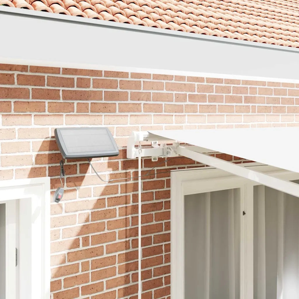 Tenda retrattile-Tenda parasole per balcone Bianco 350 x 250 cm Tessuto e acciaio
